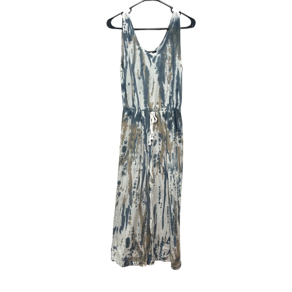 Tie Dye‎ Cotton Wide Leg Jumpsuit L Sleeveless Boho Lounge Casual Soft Stretch